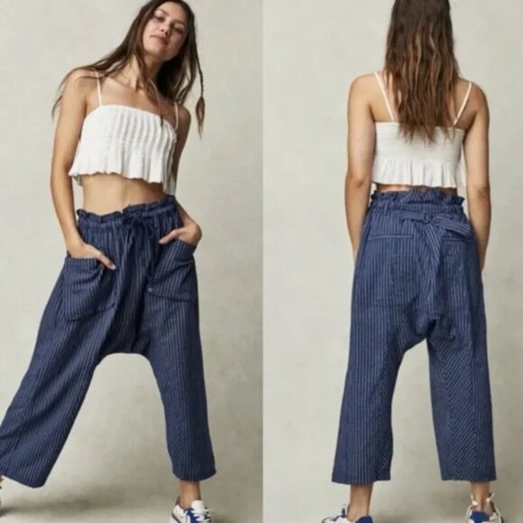 Free People Pants - Free People Runyon Oversize Harem Stripe Pant With Drawstring Waist Size XS NWT